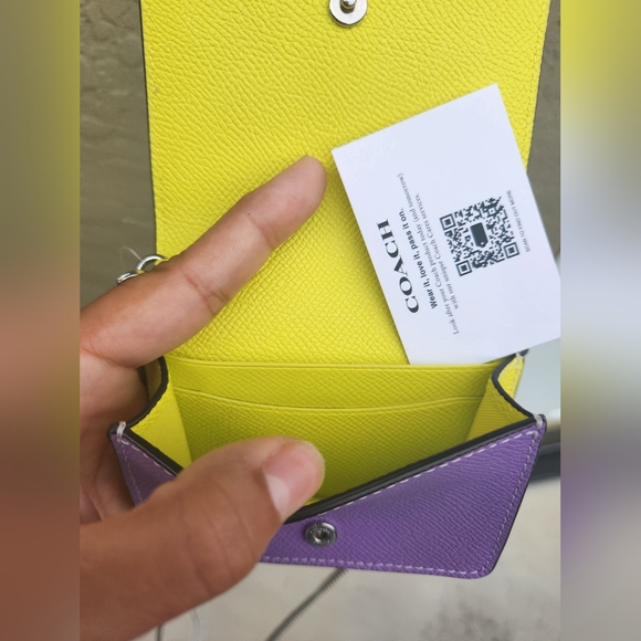 NWT Coach Brown Mini Wallet on a Chain in Colorblock - Picture 7 of 16